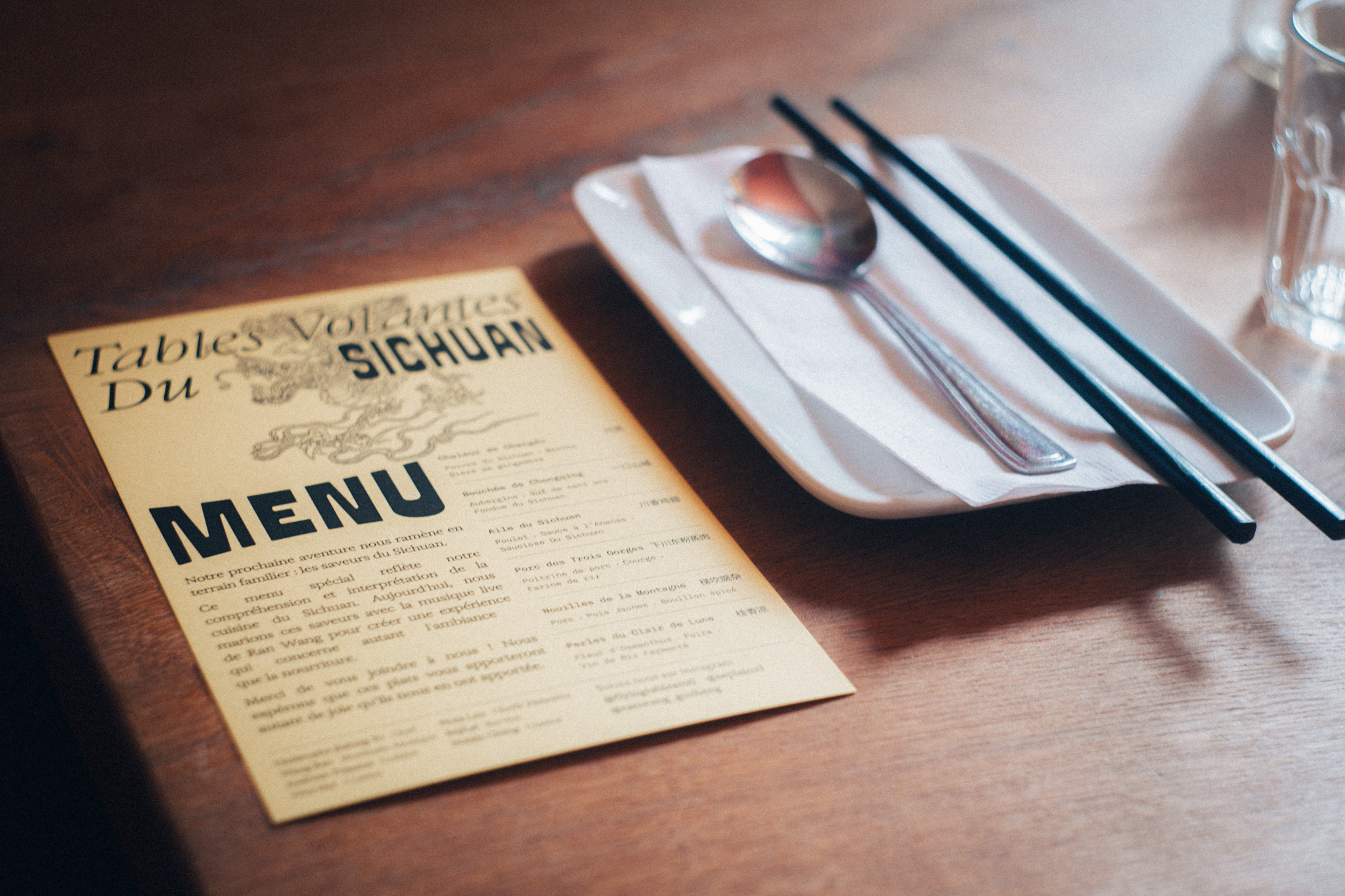 Menu on table