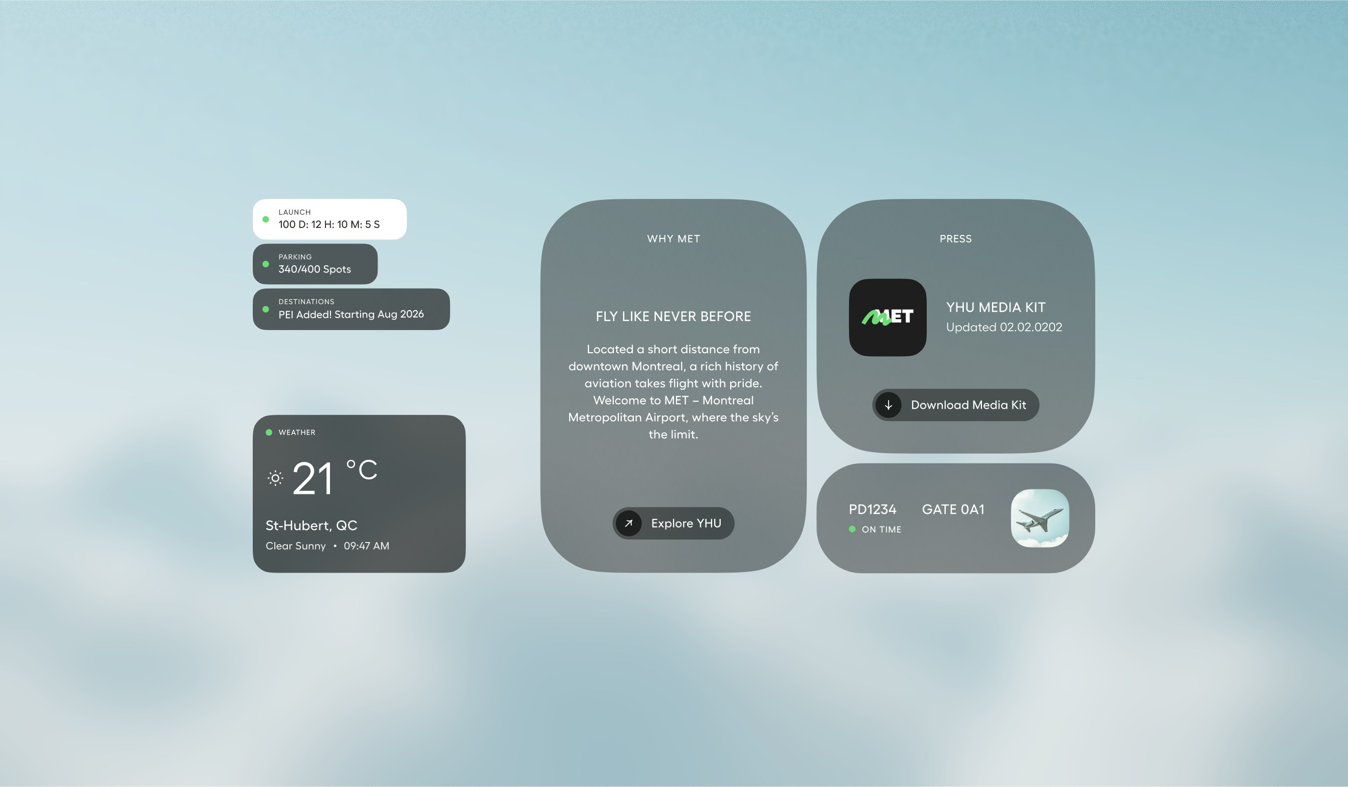 MET Airport website page