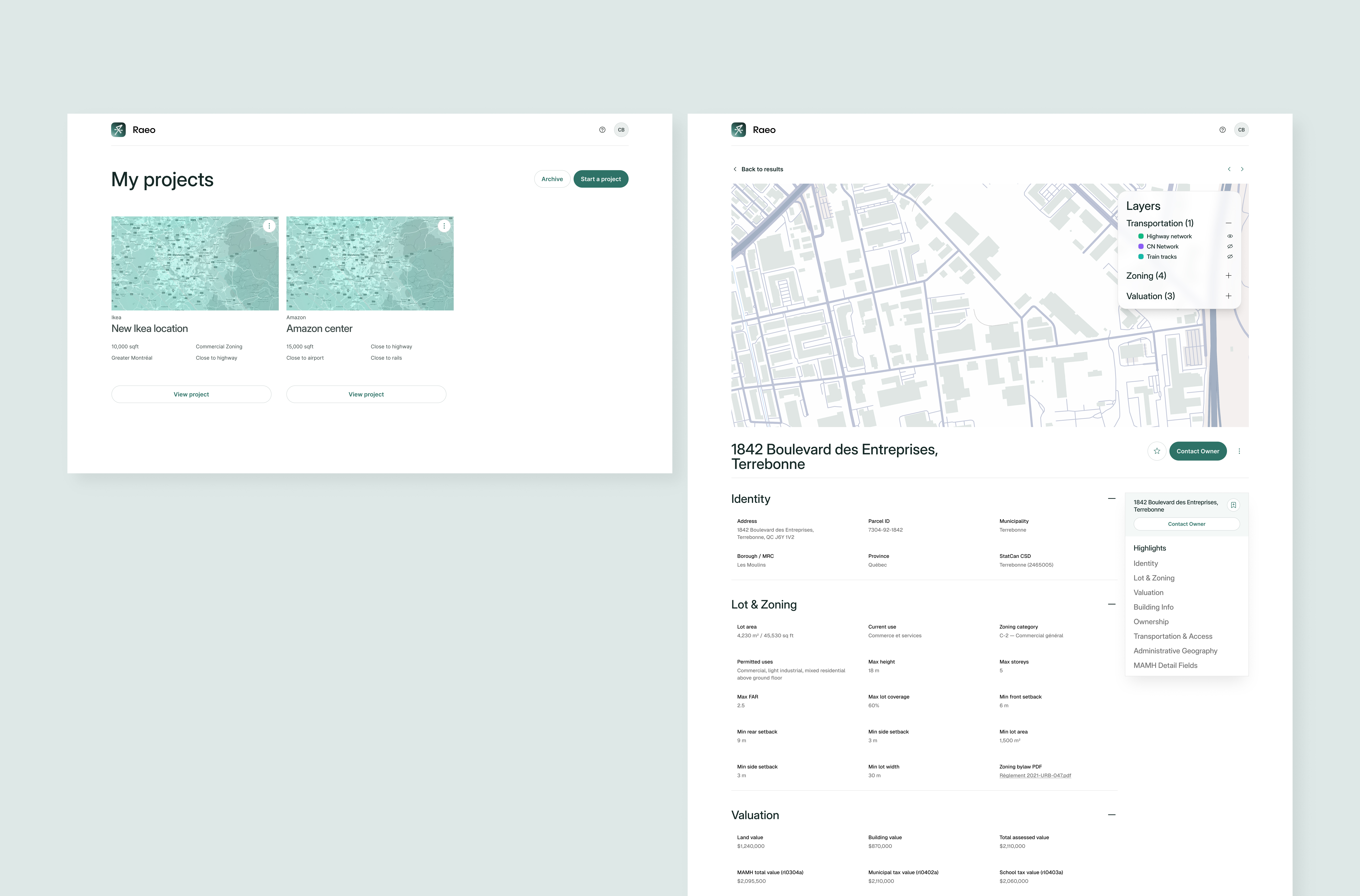 Raeo product interface